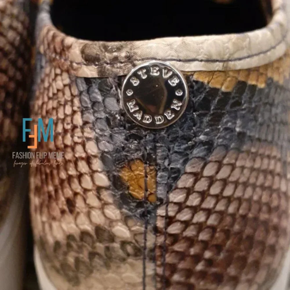 Tan & Gray Snakeskin Lace-Up Platform Sneakers 9.5M
